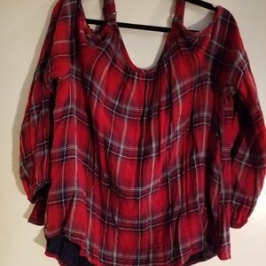 Jessica Simpson Tops - Jessica Simson Cold Shoulder Plaid Jessica Simpson Tops - Jessica Simson Cold Shoulder Plaid